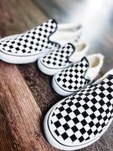 Load image into Gallery viewer, PREORDER: Black and White Checker Slip-ons 12.23.24
