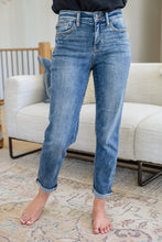 Load image into Gallery viewer, Corey Hi Rise Bleach Splash Boyfriend Jeans
