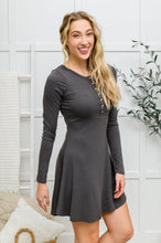 Load image into Gallery viewer, Long Sleeve Button Down Dress In Ash Gray
