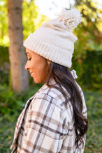 Load image into Gallery viewer, Slouchy Boucle Pom Beanie In Ivory
